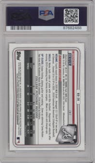 Spencer Strider from the 2020 Bowman Draft set graded by PSA and given an overall grade of 10.