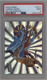 LeBron James from the 2020 Panini On the Horizon Multi-Sport Panini Rewards set graded by PSA and given an overall grade of 9.
