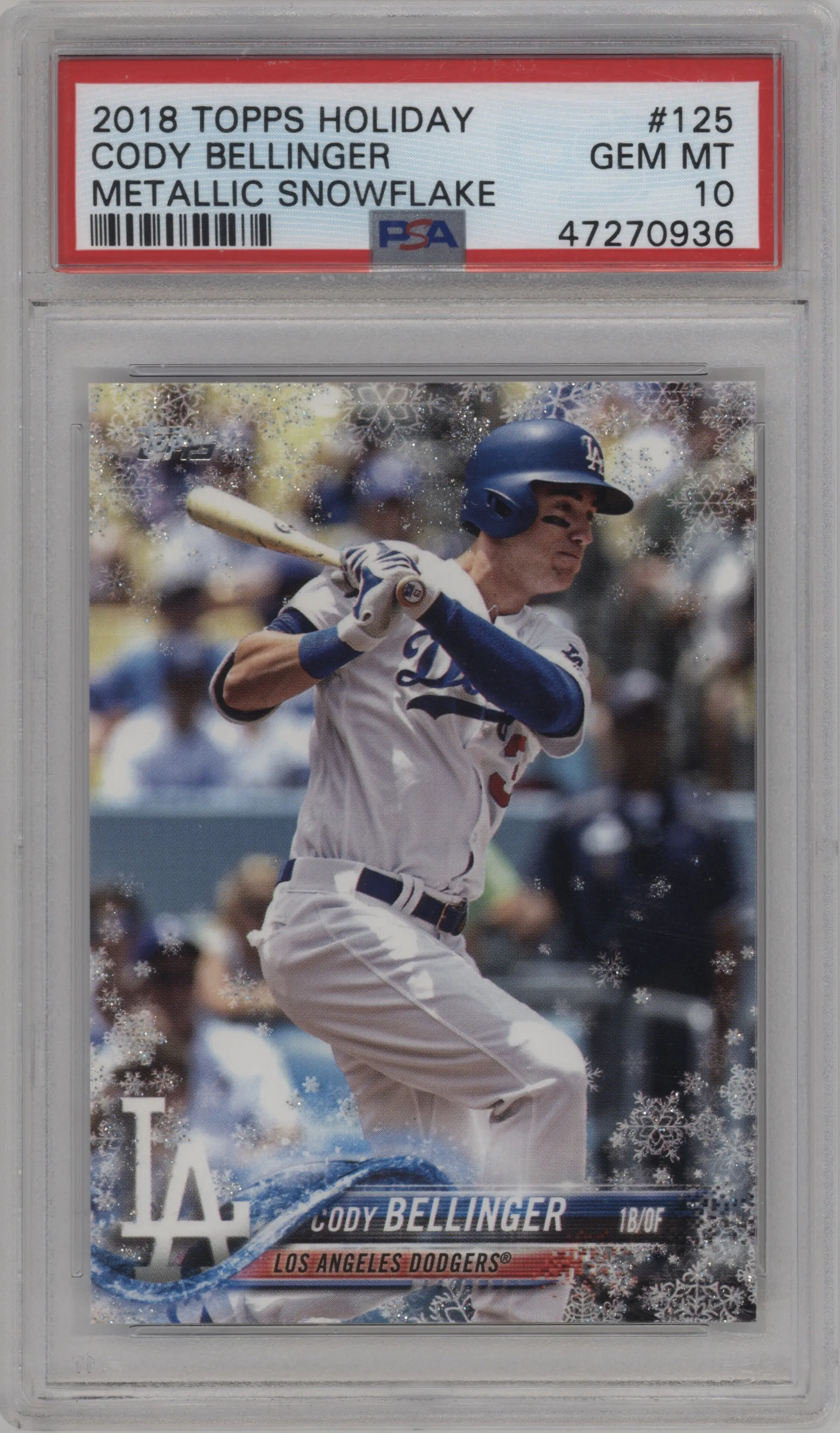 2018 Topps Holiday Cody Bellinger Metallic Snowflake PSA 10