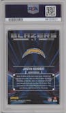 Justin Herbert from the 2023 Donruss Optic set graded by PSA and given an overall grade of 10.
