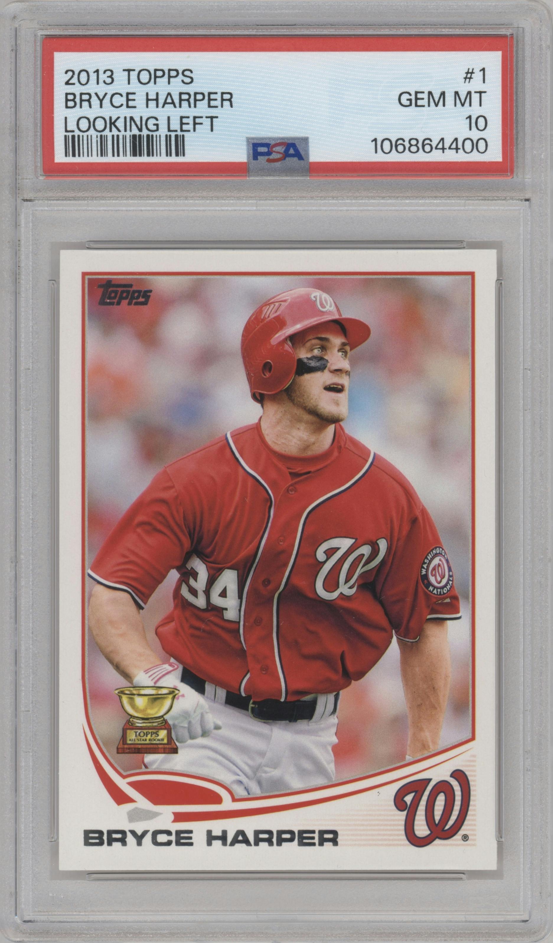 Bryce Harper from the 2013 Topps Series 1 set graded by PSA and given an overall grade of 10.