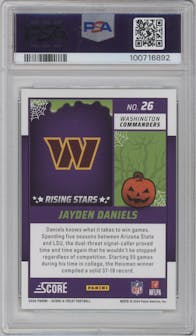 Jayden Daniels from the 2024 Score-a-Treat set featuring a Bats parallel graded by PSA and given an overall grade of 9.