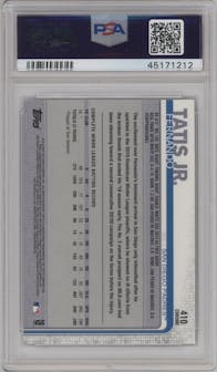 Fernando Tatis Jr. from the 2019 Topps Complete Set set graded by PSA and given an overall grade of 10.