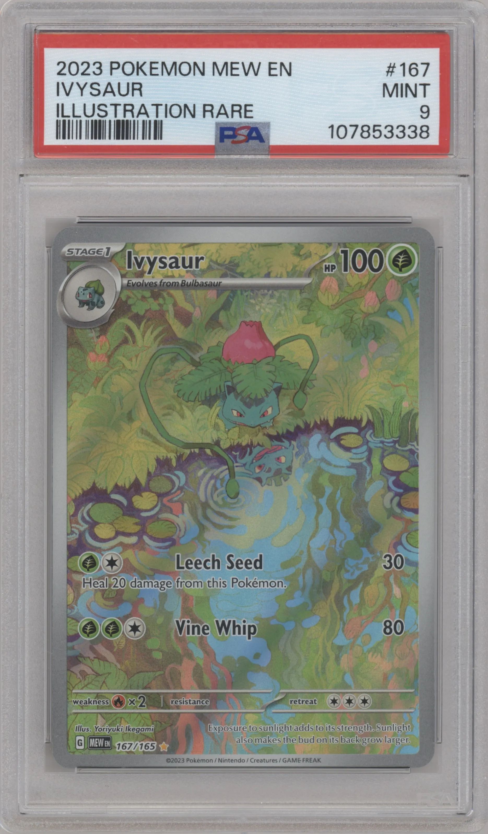 Ivysaur from the 2023 Pokemon SV set graded by PSA and given an overall grade of 9.