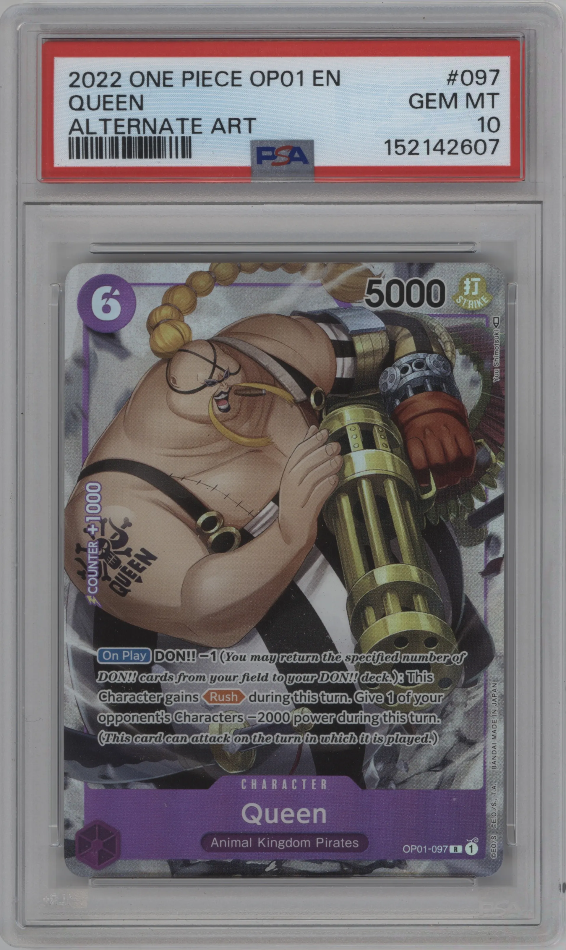 2022 One Piece Romance Dawn Queen Alternate Art R #OP01-097 R PSA 10