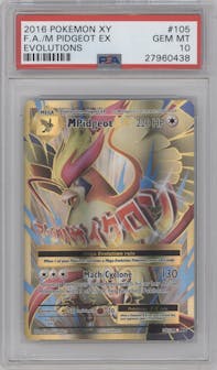 M Pidgeot EX from the 2016 Pokemon XY set graded by PSA and given an overall grade of 10.