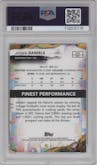 Jayden Daniels from the 2024 Finest set featuring a Checkerboard Refractor parallel graded by PSA and given an overall grade of 10.