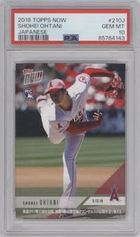 Shohei Ohtani from the 2018 Topps Now set graded by PSA and given an overall grade of 10.