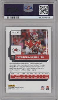 Patrick Mahomes II from the 2022 Panini Donruss set graded by PSA and given an overall grade of 10.