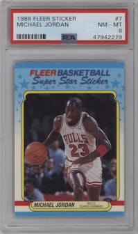 Michael Jordan from the 1988-89 Fleer set graded by PSA and given an overall grade of 8.