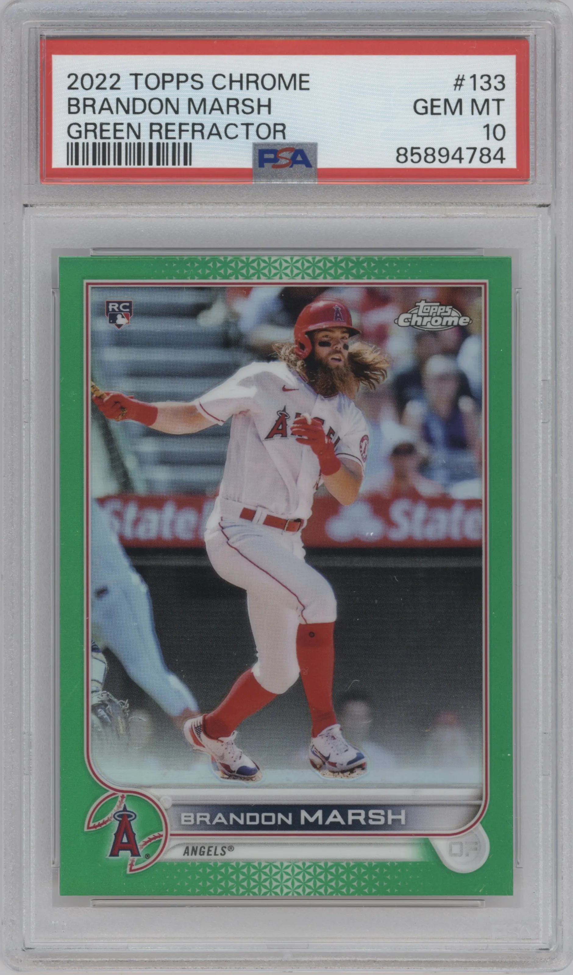 2022 Topps Chrome Brandon Marsh Green Refractor #133 PSA 10