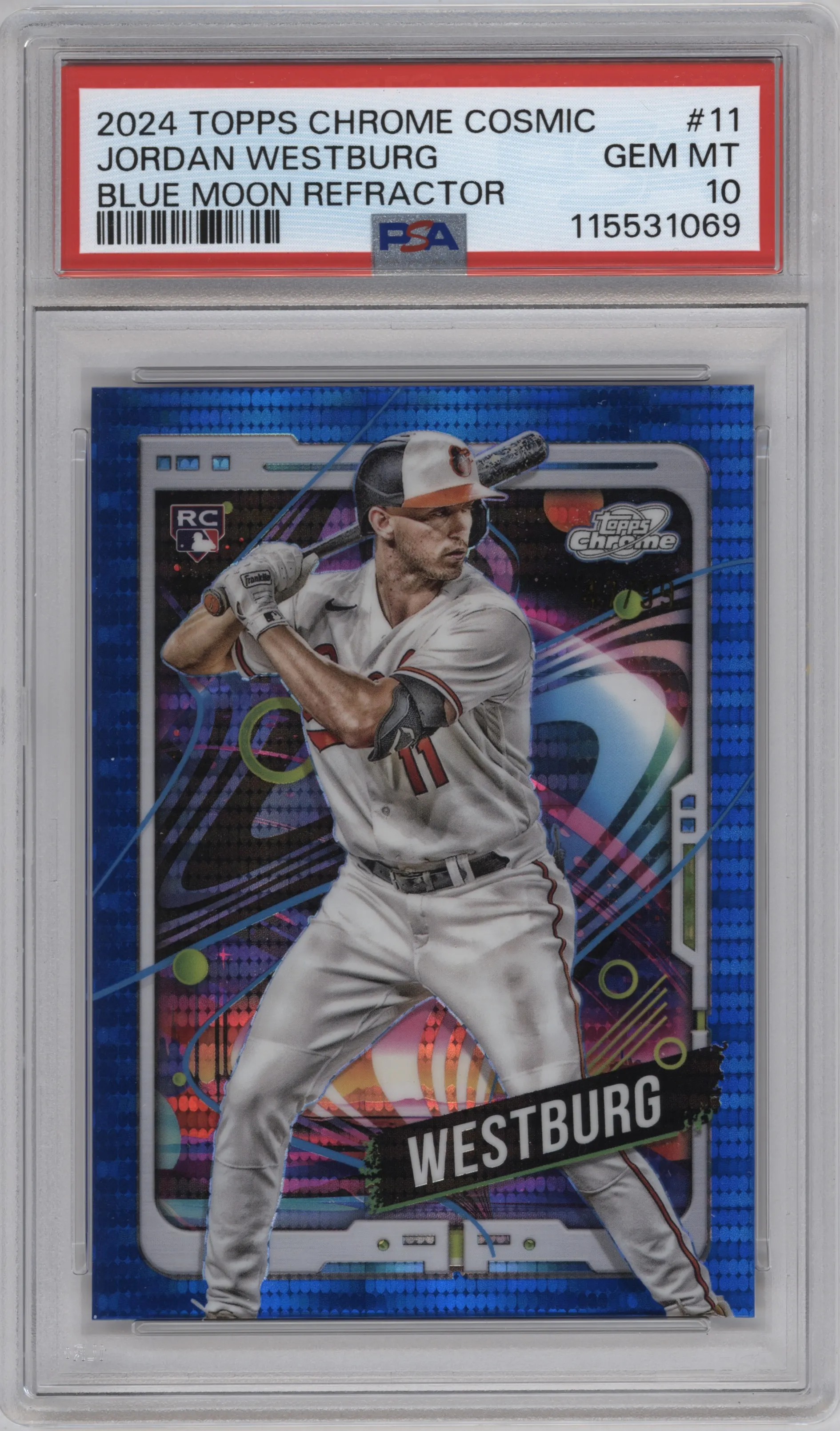 2024 Topps Cosmic Chrome Jordan Westburg Blue Moon Refractor PSA 10
