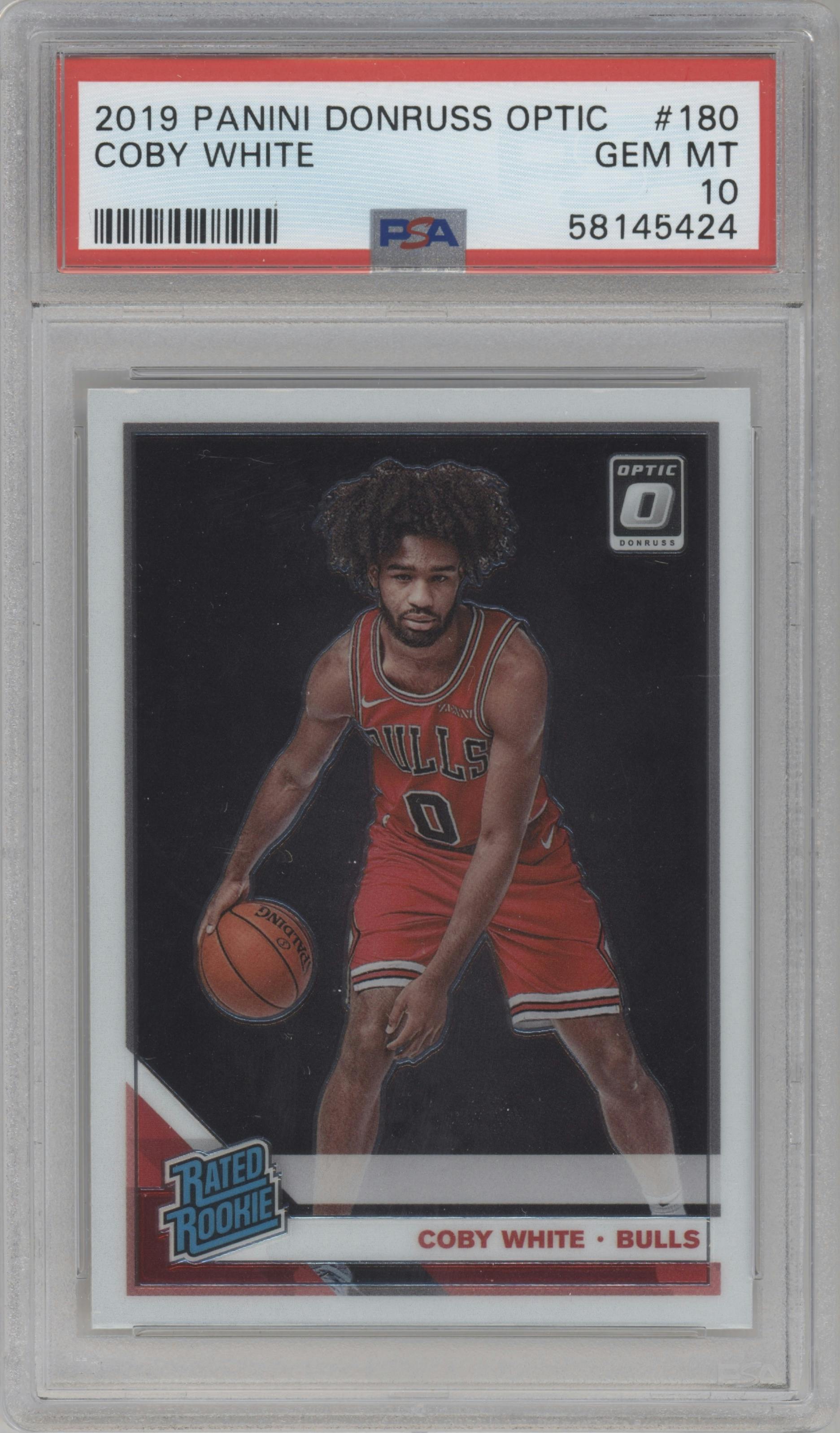Coby White from the 2019-20 Panini Donruss Optic set graded by PSA and given an overall grade of 10.