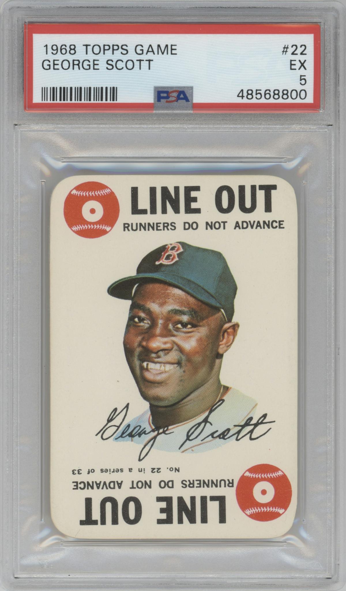 George Scott from the 1968 Topps set graded by PSA and given an overall grade of 5.