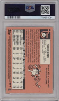 Shohei Ohtani from the 2018 Topps Heritage High Number set graded by PSA and given an overall grade of 10.