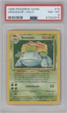 Venusaur from the 1999 Pokemon set graded by PSA and given an overall grade of 8.