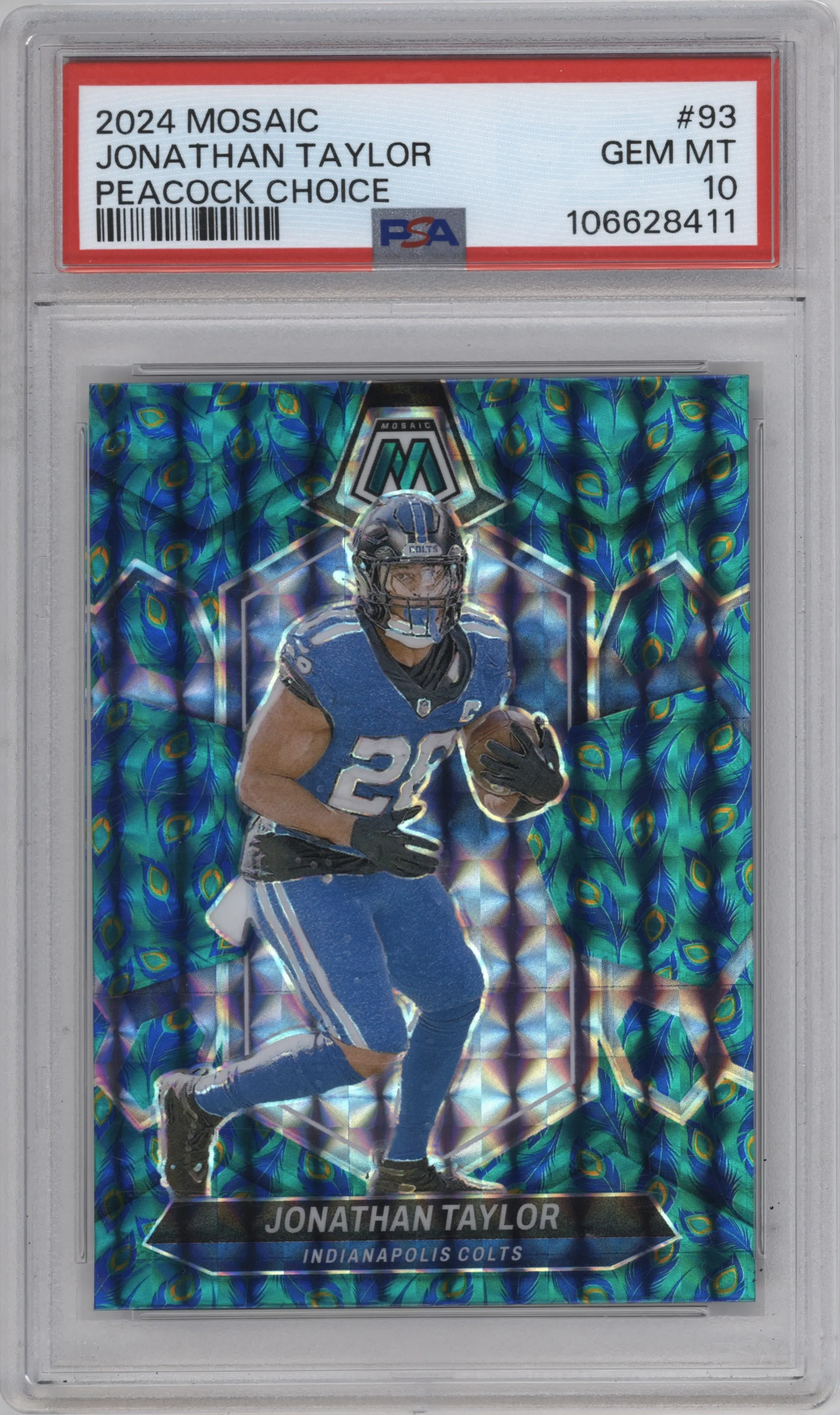 2024 Panini Mosaic Jonathan Taylor Choice Peacock #93 PSA 10