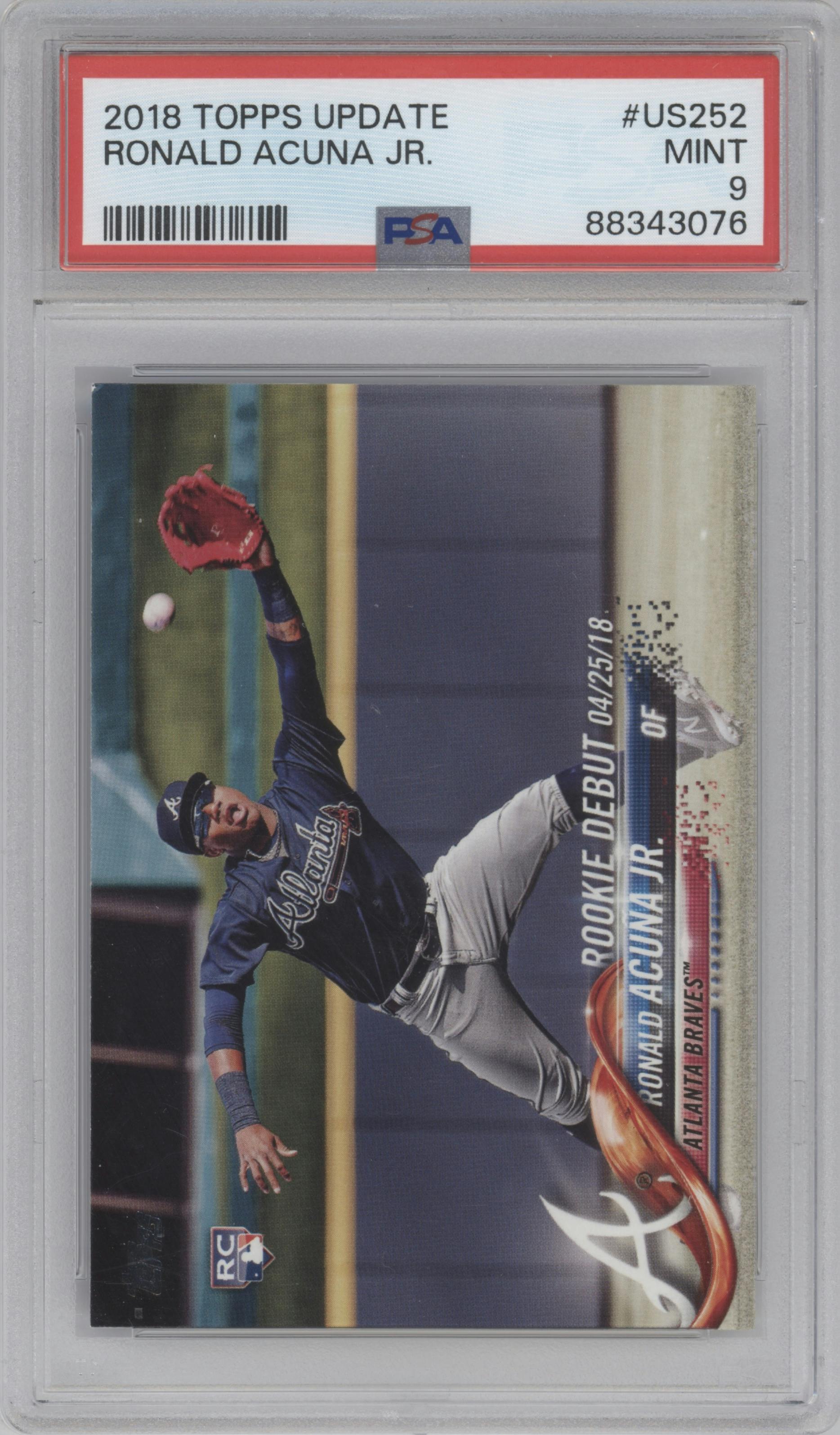 Ronald Acuna Jr. from the 2018 Topps Update set graded by PSA and given an overall grade of 9.