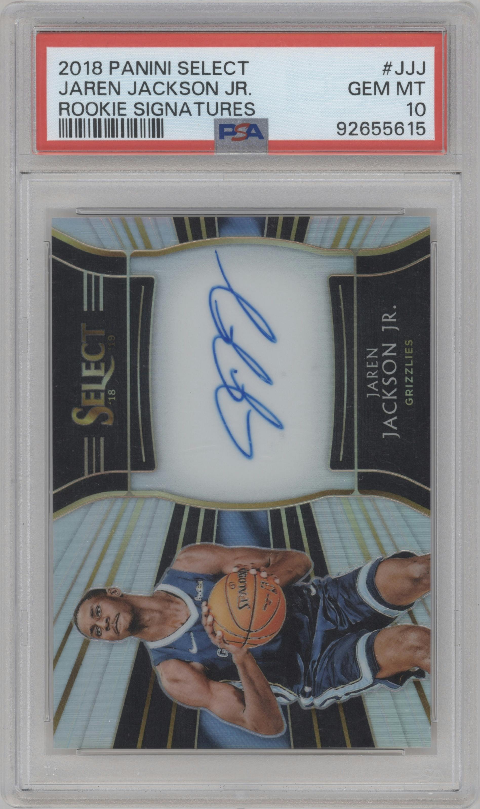 Jaren Jackson Jr. from the 2018-19 Panini Select  set graded by PSA and given an overall grade of 10.