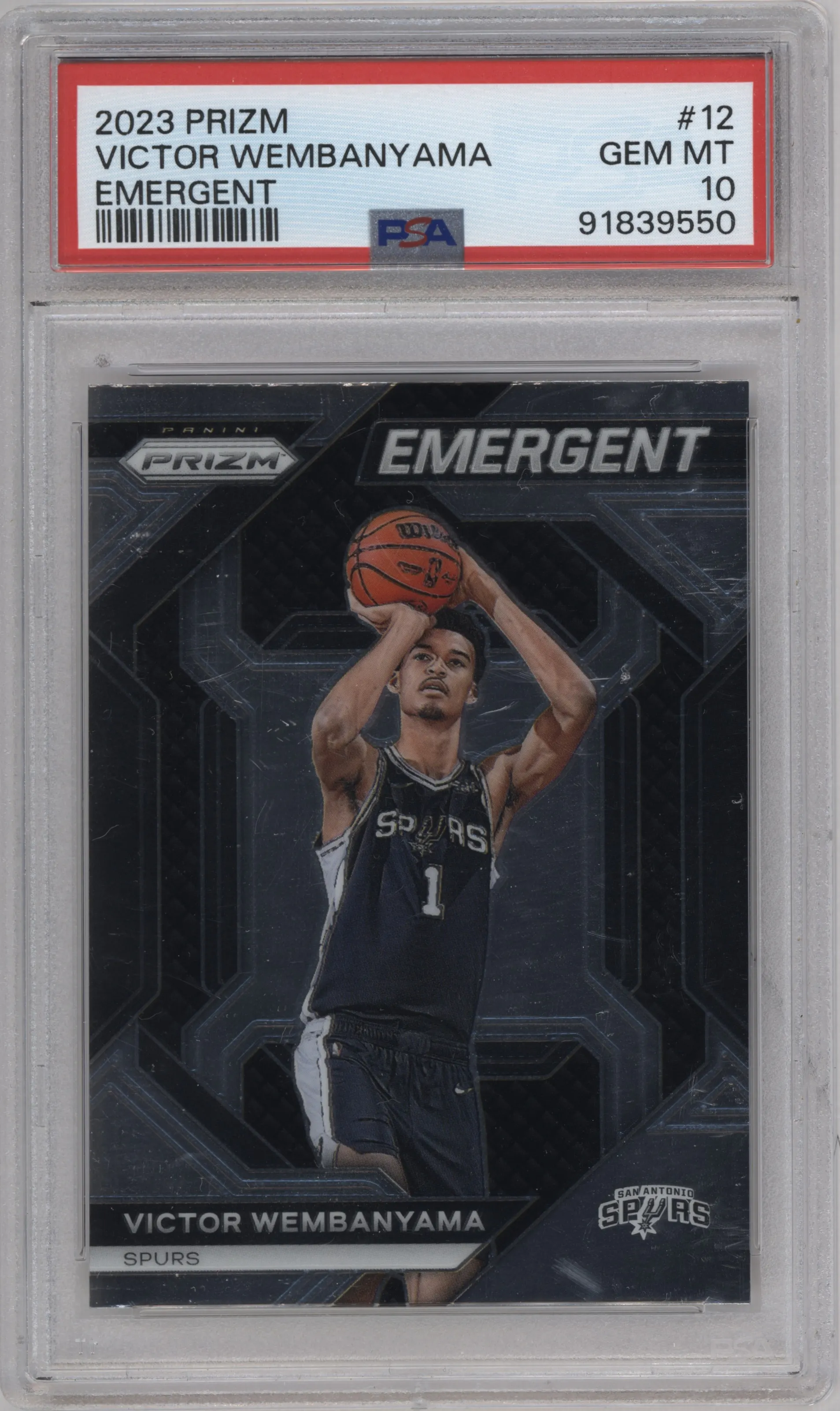 2023 Panini Prizm Emergent Victor Wembanyama #12 PSA 10