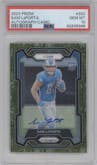 Sam LaPorta from the 2023 Panini Prizm set featuring a Camo Prizm parallel graded by PSA and given an overall grade of 10.