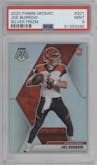 Joe Burrow from the 2020 Panini Mosaic set featuring a Silver parallel graded by PSA and given an overall grade of 9.