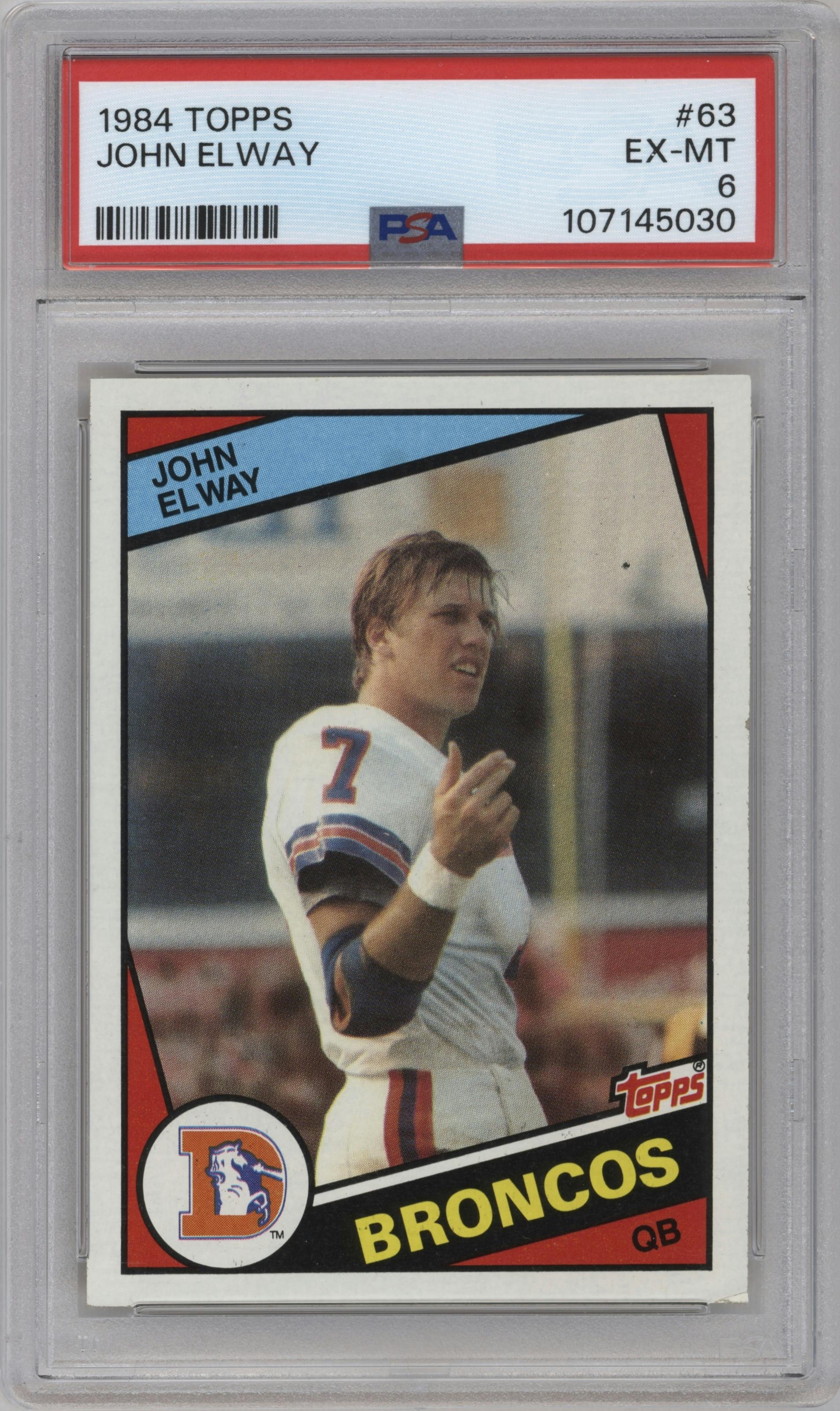 John Elway from the 1984 Topps set graded by PSA and given an overall grade of 6.