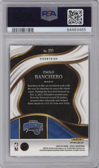 Paolo Banchero from the 2023-24 Panini Select  set featuring a Zebra Prizm parallel graded by PSA and given an overall grade of 10.