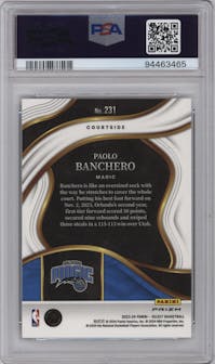 Paolo Banchero from the 2023-24 Panini Select  set featuring a Zebra Prizm parallel graded by PSA and given an overall grade of 10.