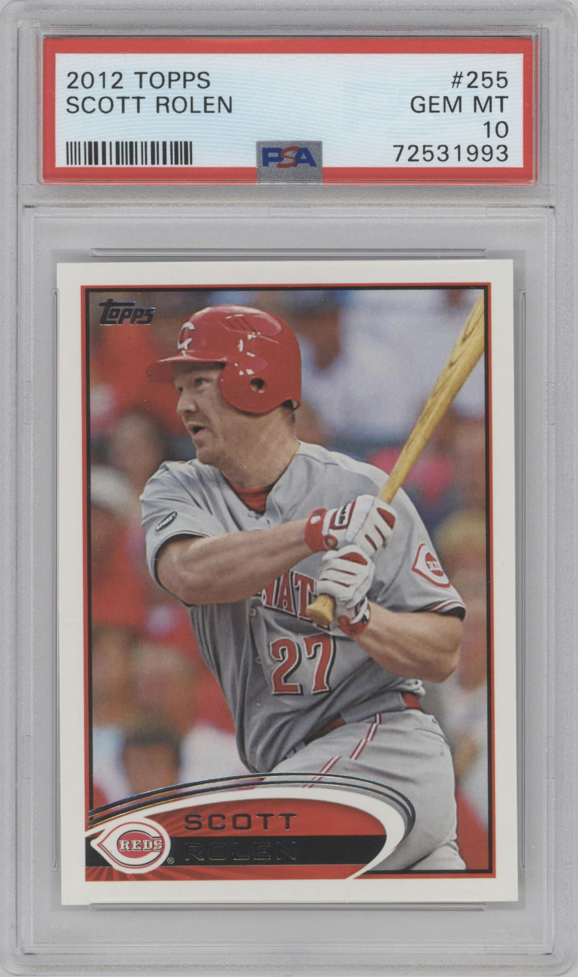 Scott Rolen from the 2012 Topps Series 1 set graded by PSA and given an overall grade of 10.