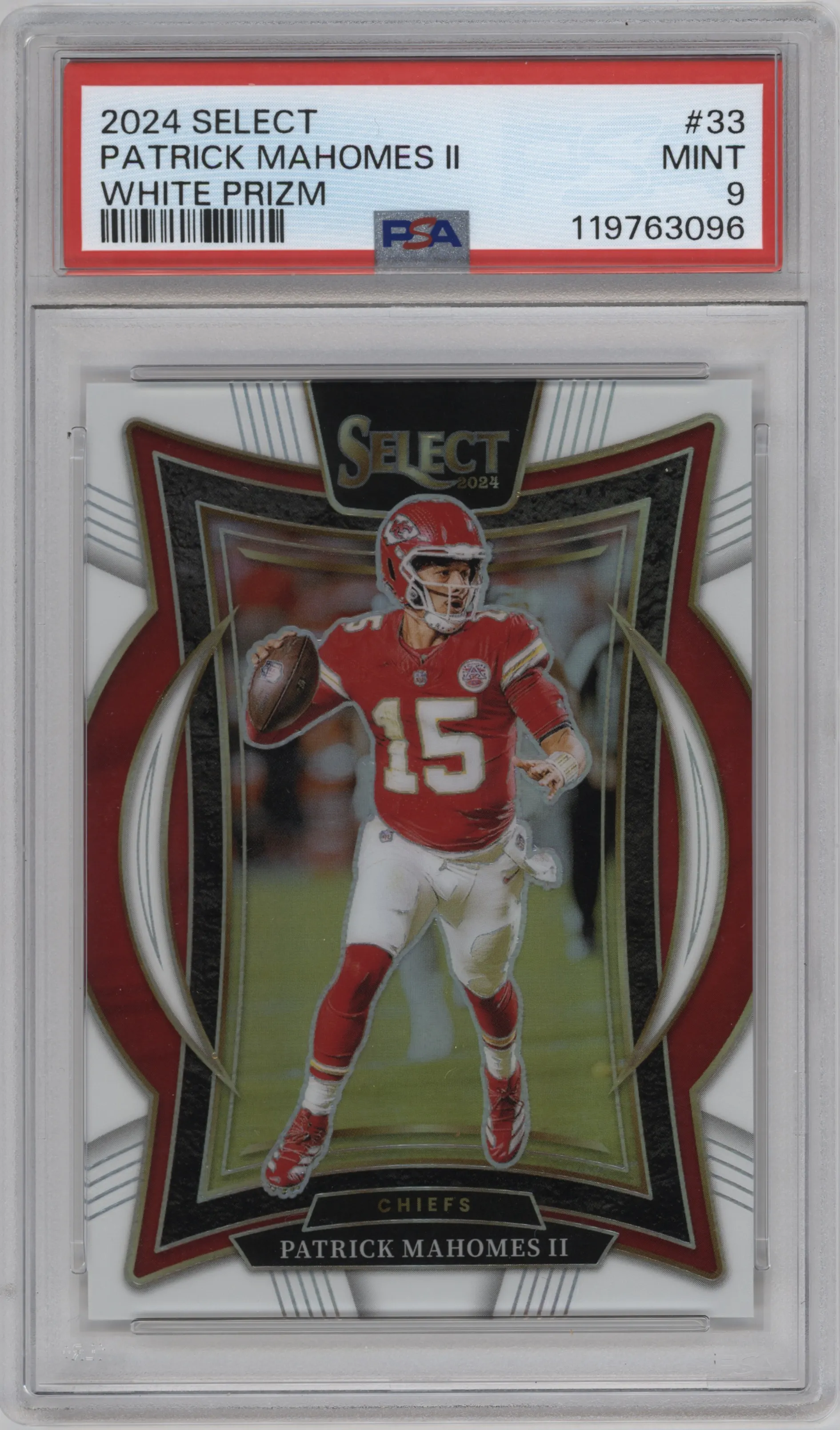 2024 Panini Select Patrick Mahomes II White Prizm #33 PSA 9