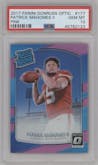 Patrick Mahomes II from the 2017 Panini Donruss Optic set featuring a Pink parallel graded by PSA and given an overall grade of 10.