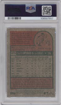 Elly De La Cruz from the 2024 Topps Heritage set featuring a Chrome Silver Refractor parallel graded by PSA and given an overall grade of 10.