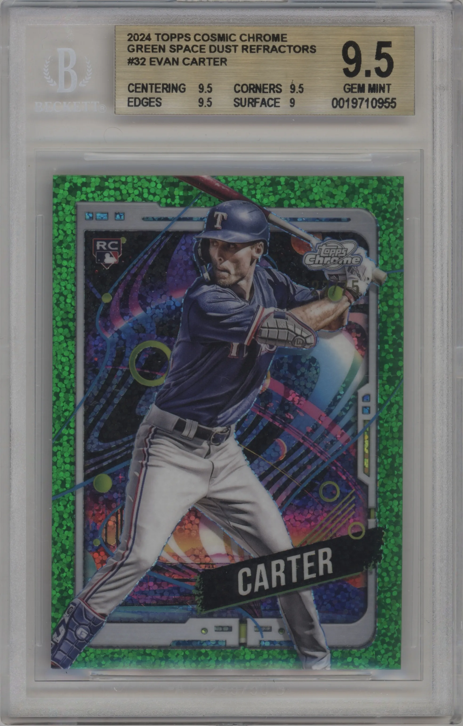 2024 Topps Cosmic Chrome Evan Carter Green Space Dust Refractor BGS 9.5
