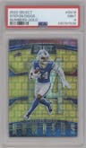Stefon Diggs from the 2022 Panini Select set featuring a Gold Prizm parallel graded by PSA and given an overall grade of 9.