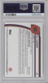 DJ Lagway  from the 2024 Bowman University Chrome set featuring a Gold Refractor parallel graded by PSA and given an overall grade of 9.
