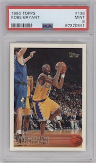 Kobe Bryant  from the 1996-97 Topps set graded by PSA and given an overall grade of 9.