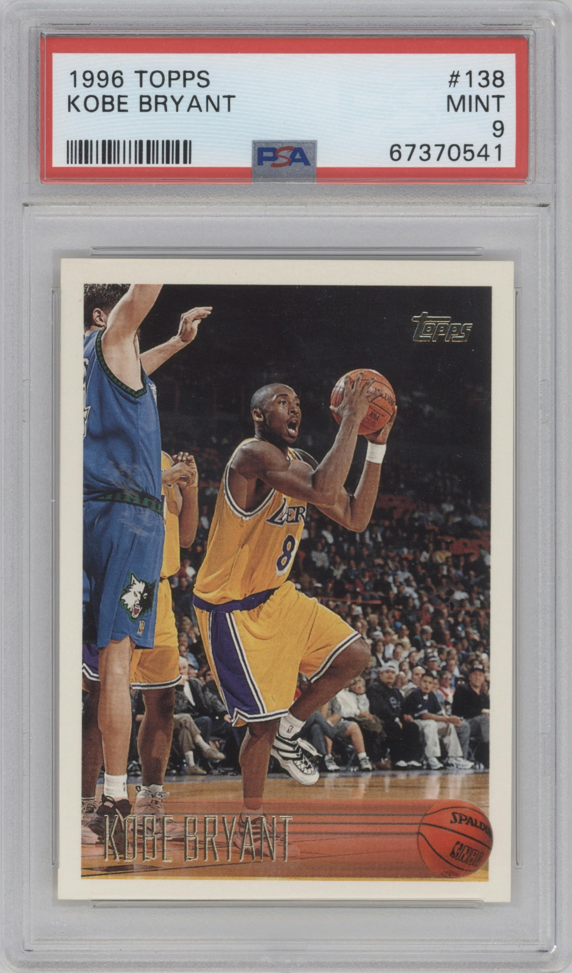 Kobe Bryant  from the 1996-97 Topps set graded by PSA and given an overall grade of 9.