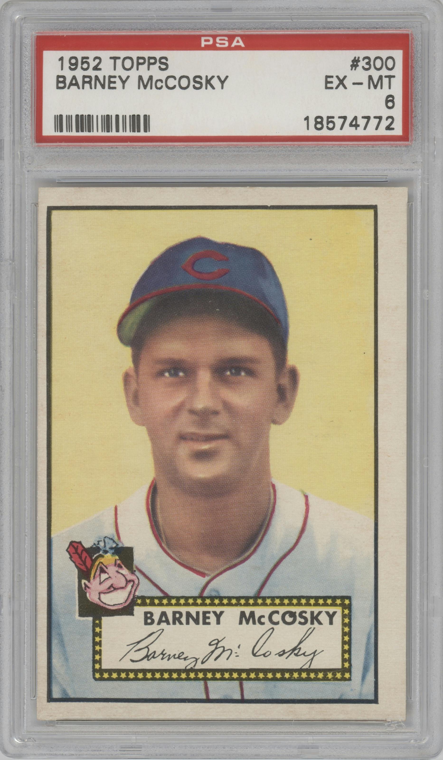 Barney McCosky from the 1952 Topps set graded by PSA and given an overall grade of 6.