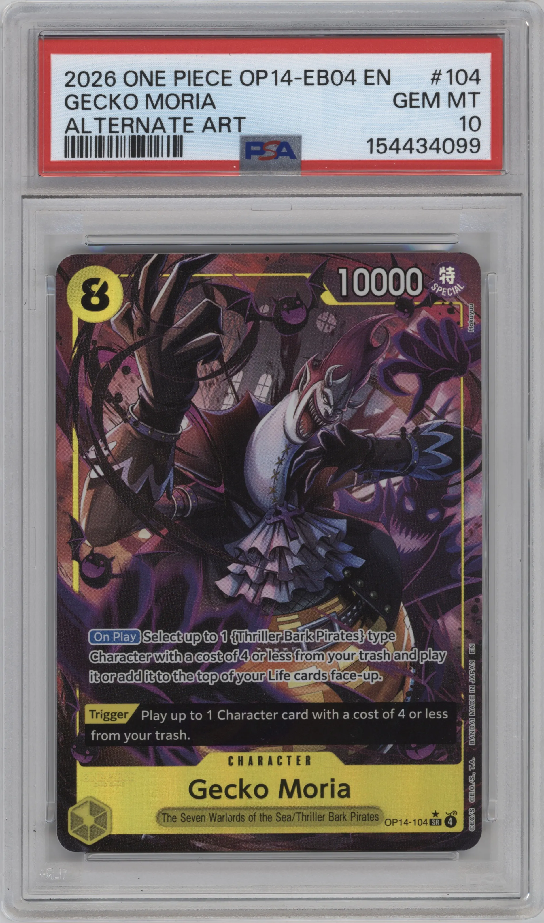2026 One Piece The Azure Sea's Seven Gecko Moria Alternate Art PSA 10