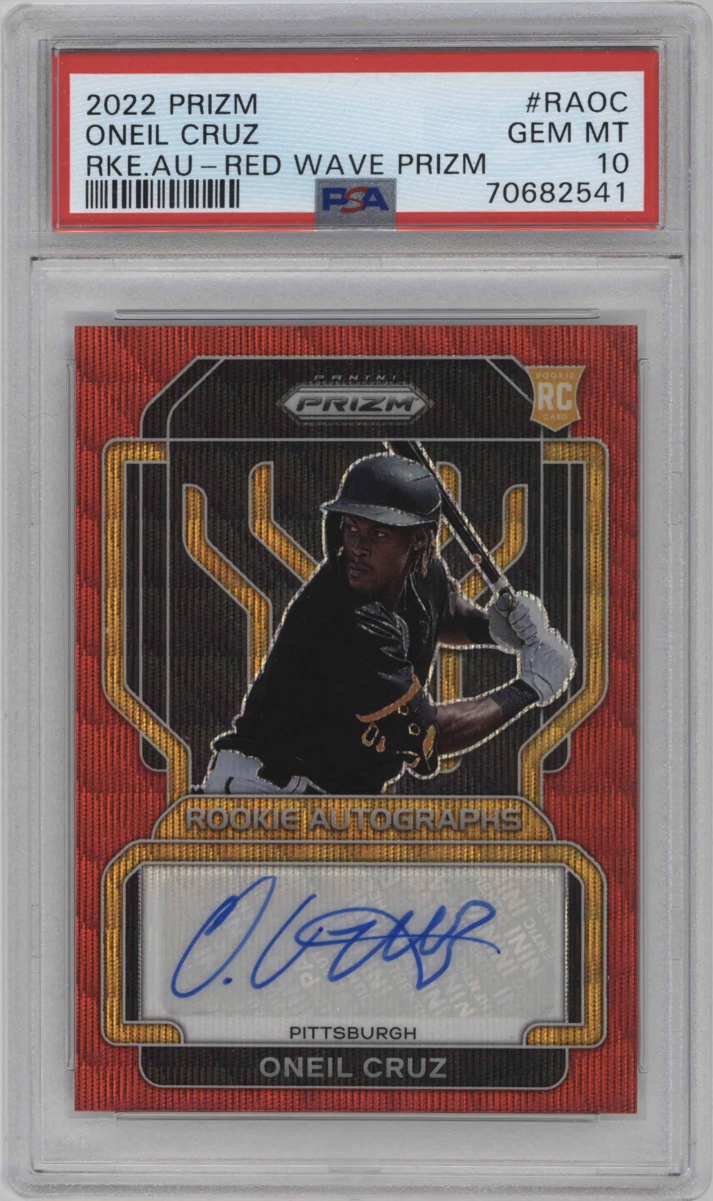 2022 Panini Prizm Rke.Auto Oneil Cruz Red Wave #RA-OC PSA 10