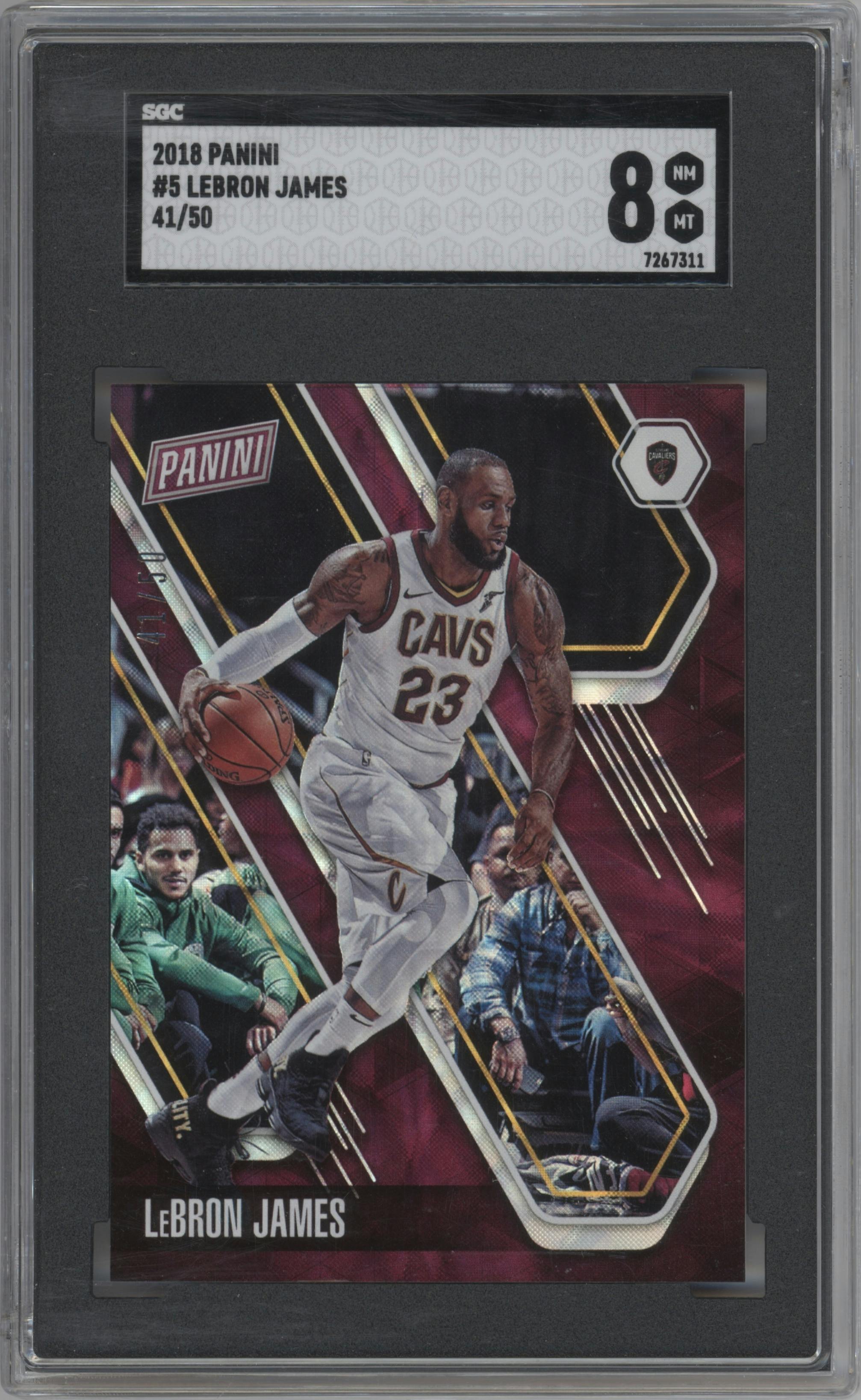 Lebron James from the 2018 Panini Father’s Day set graded by SGC and given an overall grade of 8.