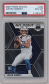 Justin Herbert from the 2020 Panini Mosaic set graded by PSA and given an overall grade of 10.