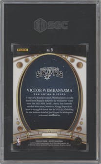 Victor Wembanyama from the 2023-24 Panini Select  set graded by SGC and given an overall grade of 10.