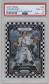 John Elway from the 2023 Panini Prizm set featuring a Black/White Checker parallel graded by PSA and given an overall grade of 10.