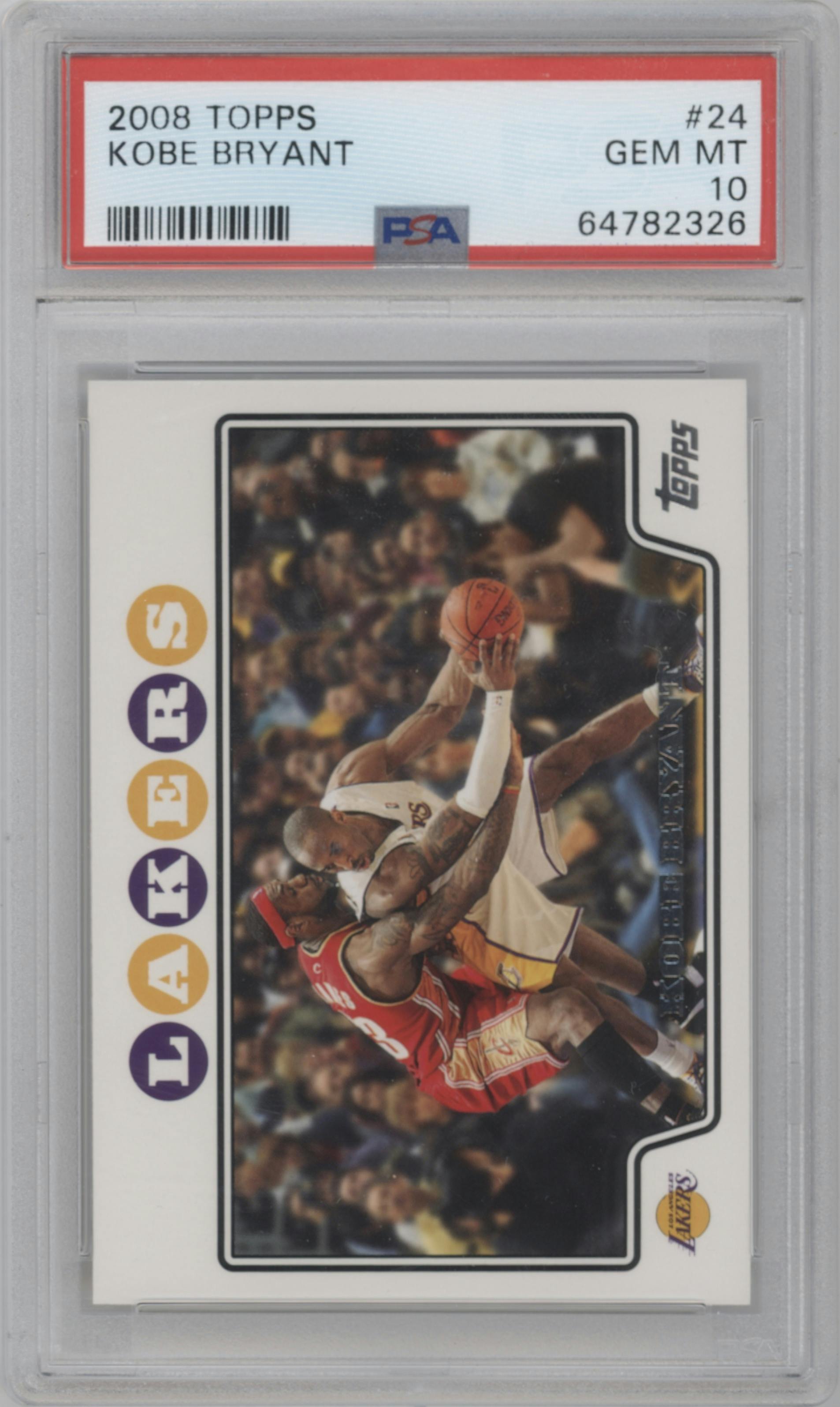 Kobe Bryant from the 2008-09 Topps set graded by PSA and given an overall grade of 10.
