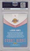 LeBron James from the 2018-19 Panini Donruss  set featuring a Press Proof parallel graded by PSA and given an overall grade of 10.
