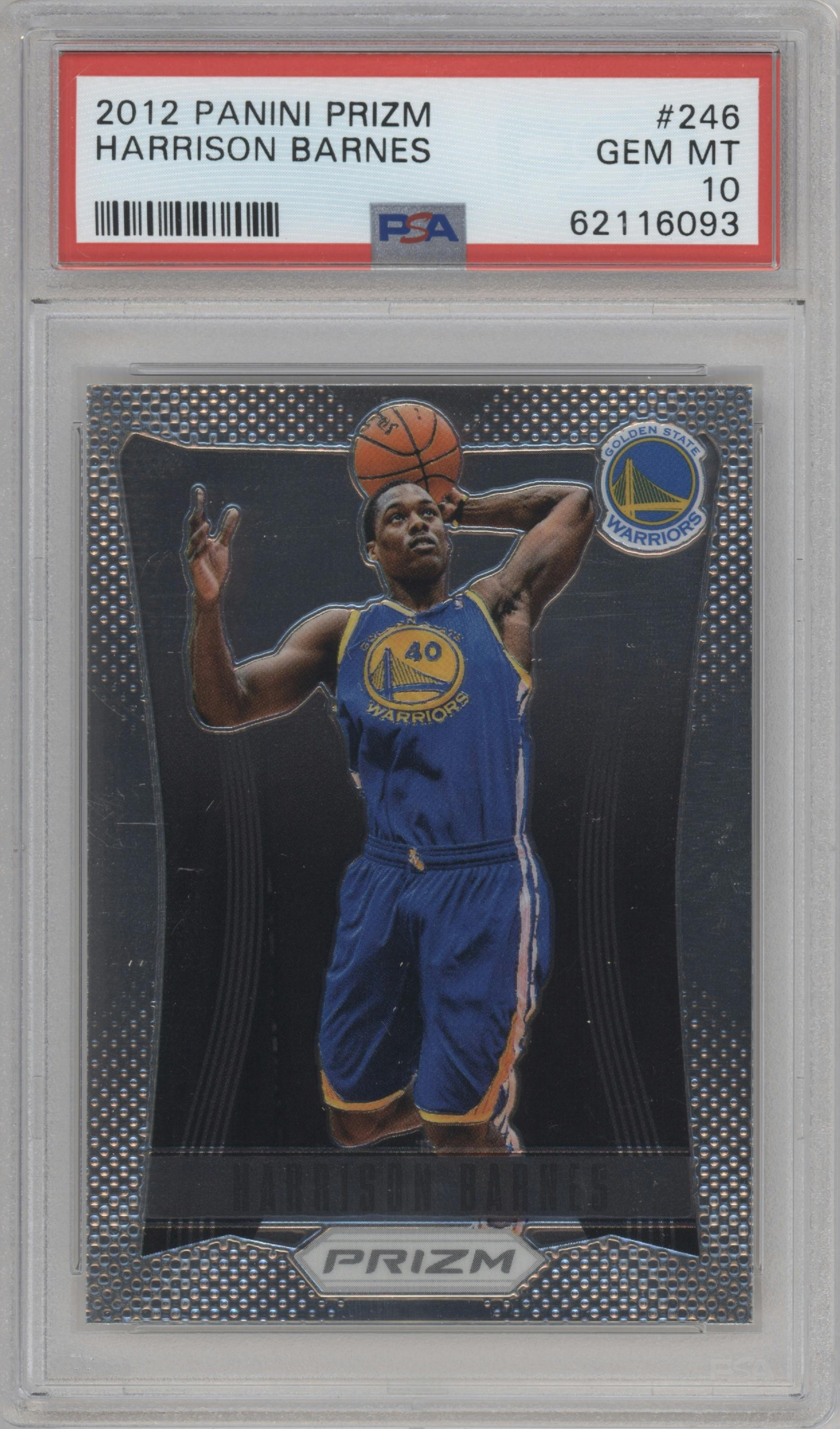 Harrison Barnes from the 2012-13 Panini Prizm set graded by PSA and given an overall grade of 10.