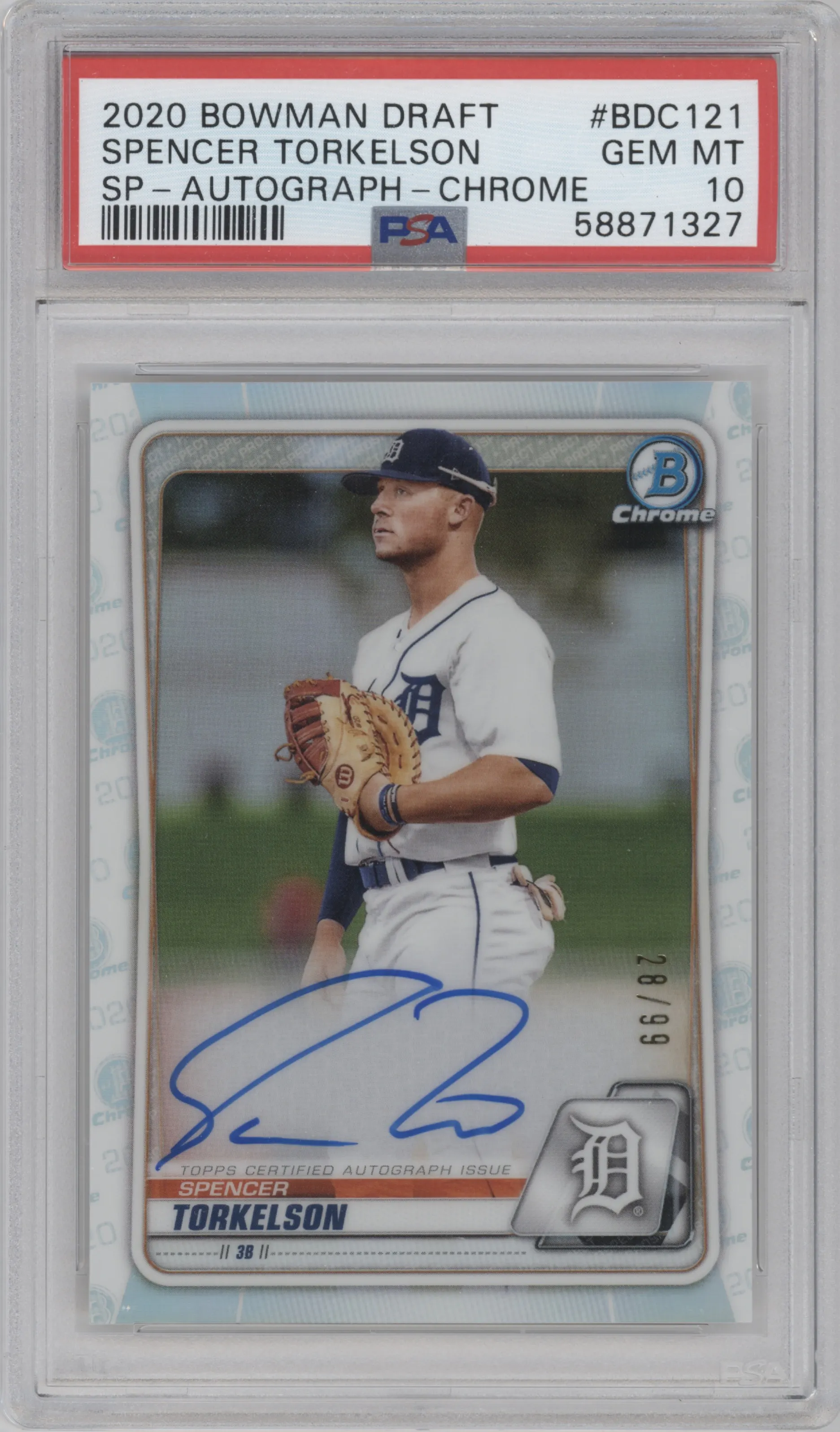 2020 Bowman Draft Chr. Variation Auto Spencer Torkelson PSA 10