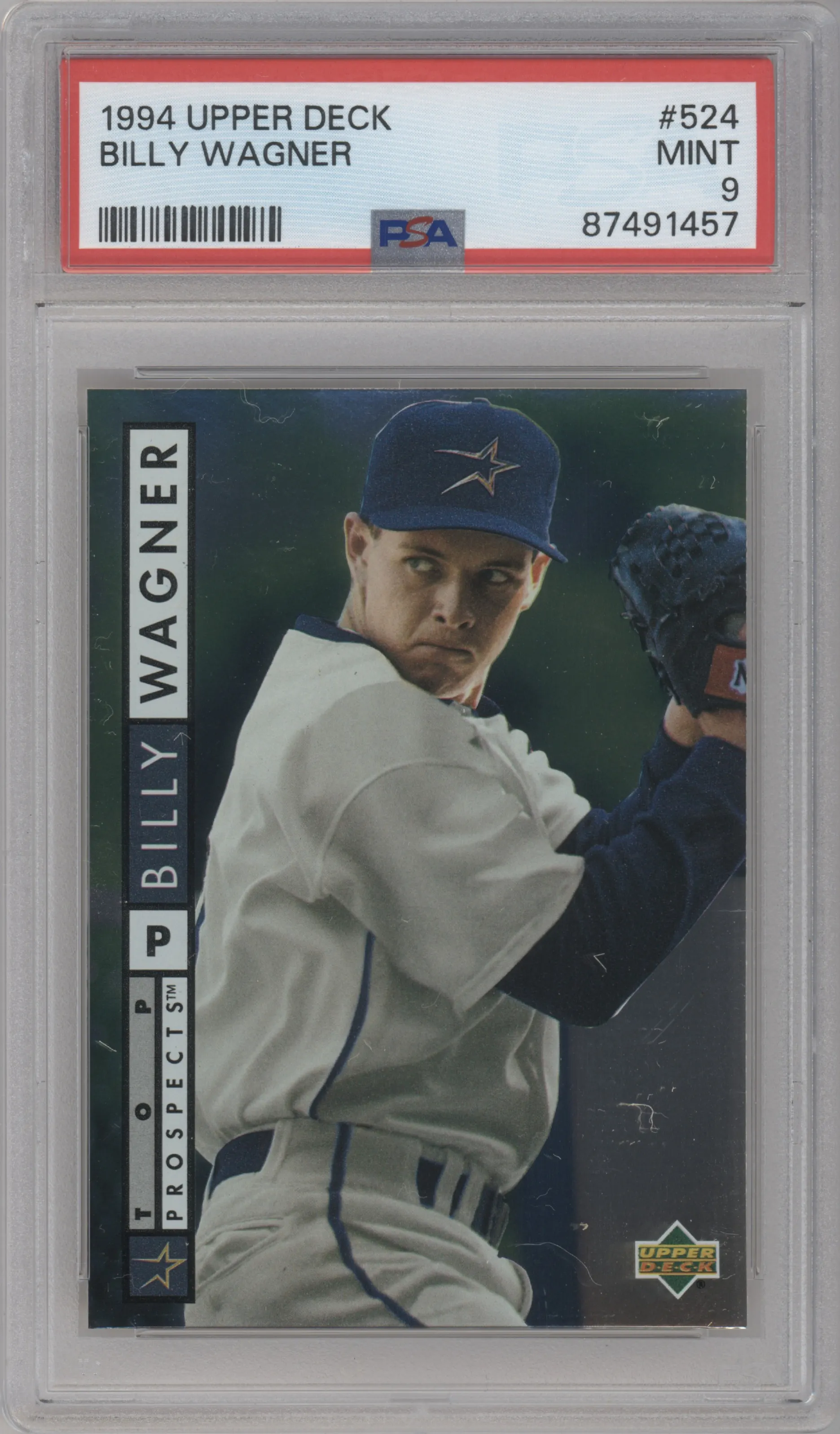 Billy Wagner from the 1994 Upper Deck set graded by PSA and given an overall grade of 9.